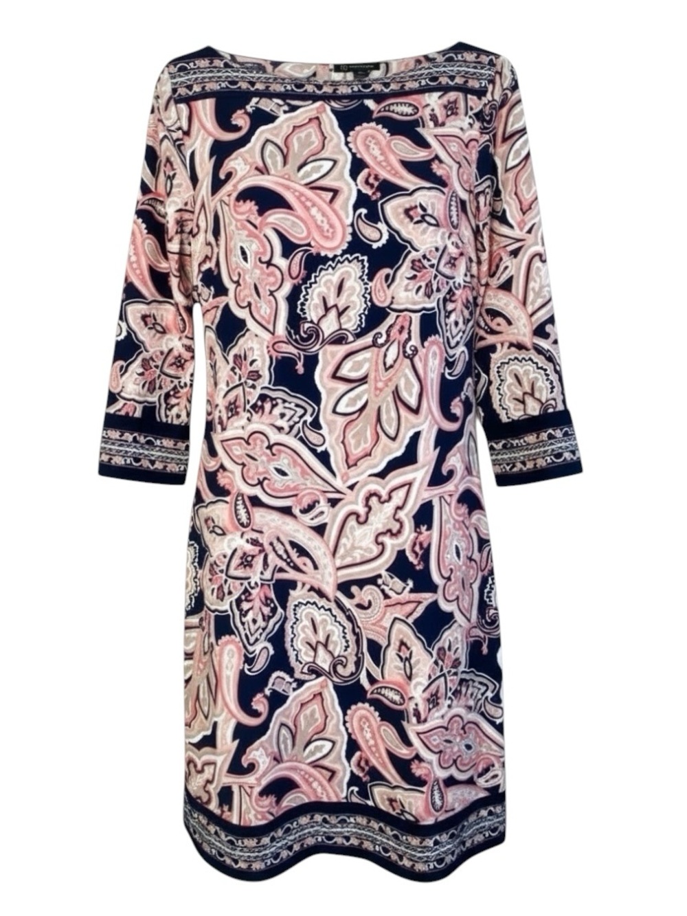 INC International Concepts Paisley
Shift Dress 3/4 Sleeve Boat Neck
Size XL